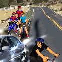 Image From Double Fugue  Daniel swerves to avoid being hit by a car while Jason, Davey, and Mr. Molinari look on.
