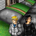 Image From Days of Destiny  Jason and Daniel searching a neighborhood.