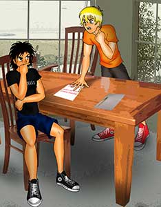 Jason and Daniel working on a case.