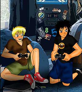 Jason and Daniel playing video games